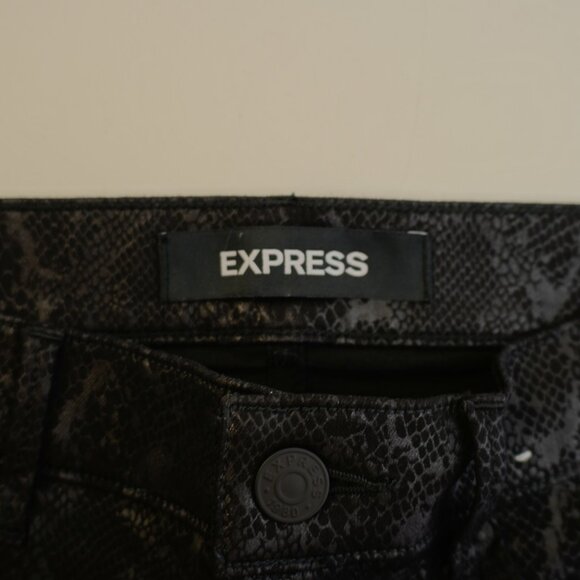 Express Stretch Ankle Legging Snakeskin Denim Black 6R Denim Jeans 29 / 28.5 - Picture 6 of 8